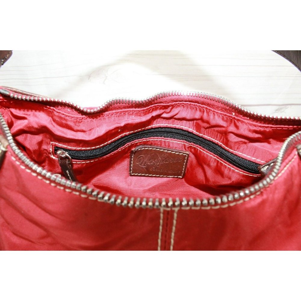 Dooney & Bourke Wayfarer Red Brown Leather Shoulder Hobo Handbag - Picture 8 of 10